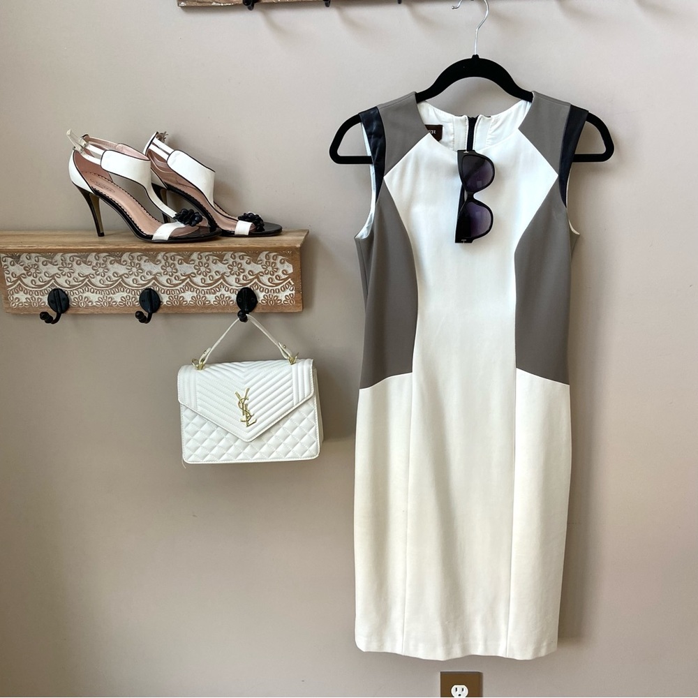 Danier leather white colour block dress